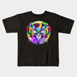 Mardi Gras 2023 Festive Cat Design Kids T-Shirt